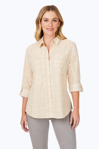 Zoey Non-Iron Soft Python Shirt #color_ivory multi soft python