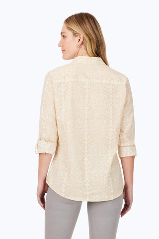 Zoey Non-Iron Soft Python Shirt #color_ivory multi soft python