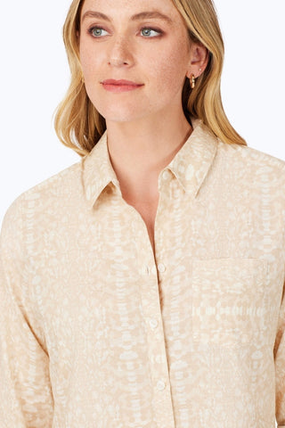 Zoey Non-Iron Soft Python Shirt #color_ivory multi soft python