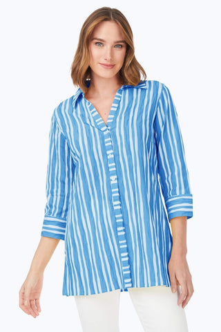 Pamela Beach Stripe Crinkle Tunic #color_blue breeze beach stripe