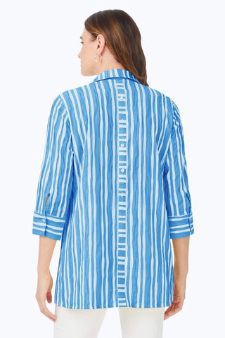 Pamela Beach Stripe Crinkle Tunic #color_blue breeze beach stripe