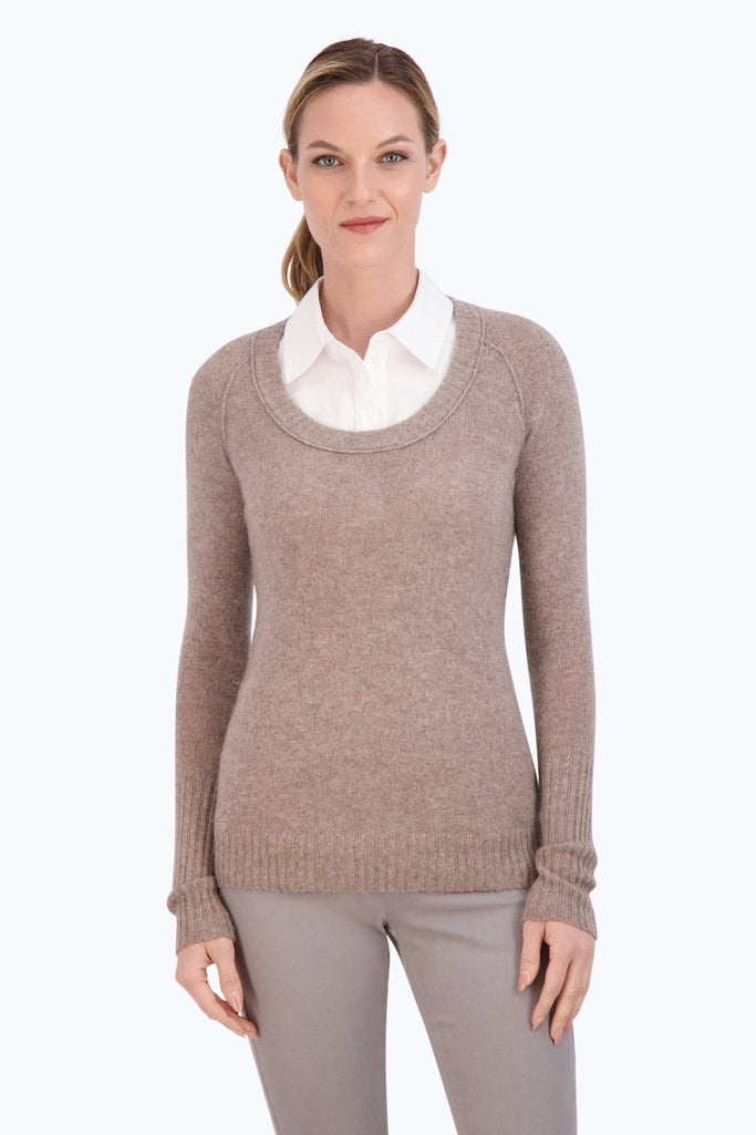 Ricki sleeveless tank layered with a knit sweater #color_white