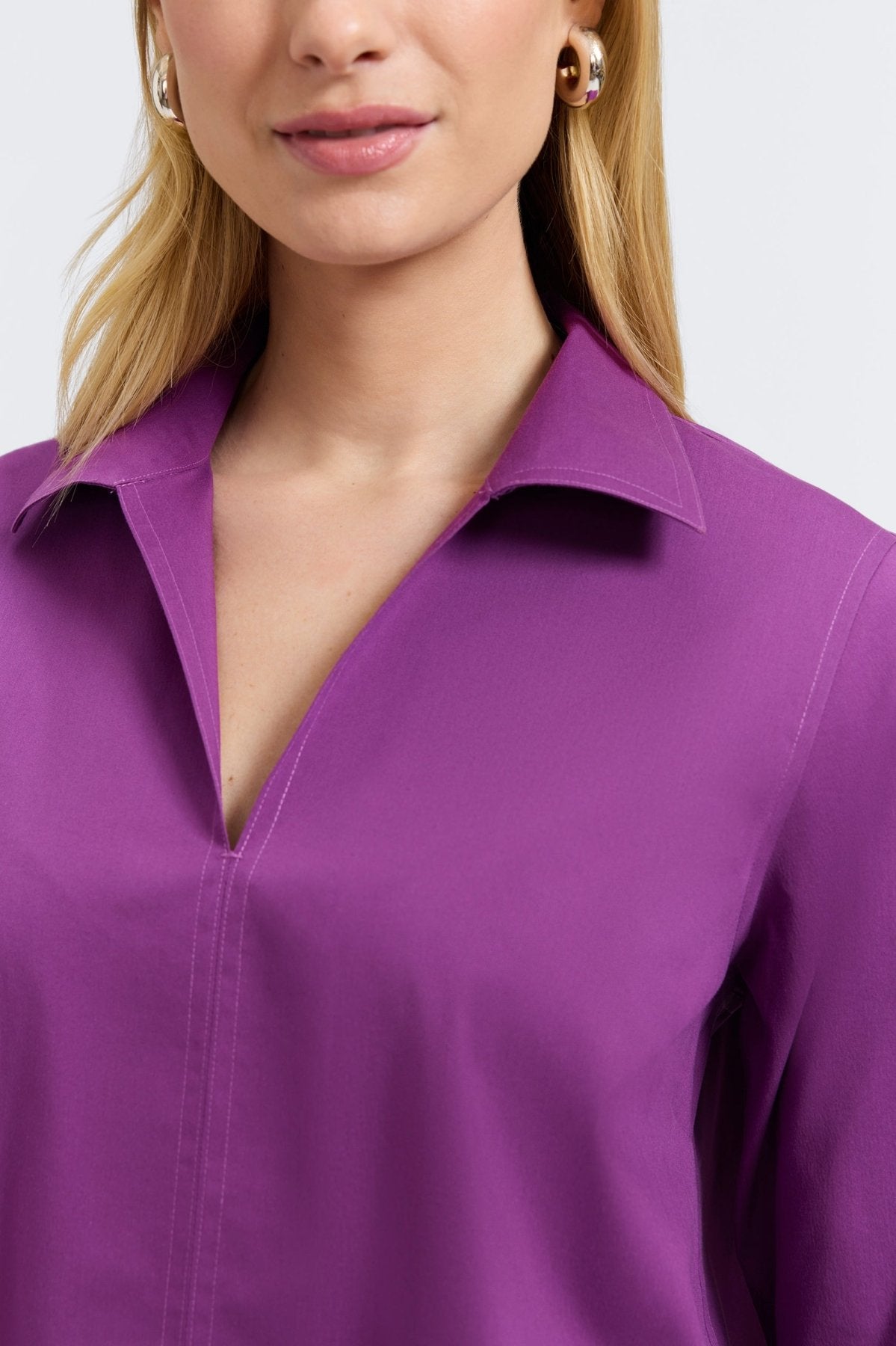 Agnes No Iron Stretch Long Sleeve Popover Shirt