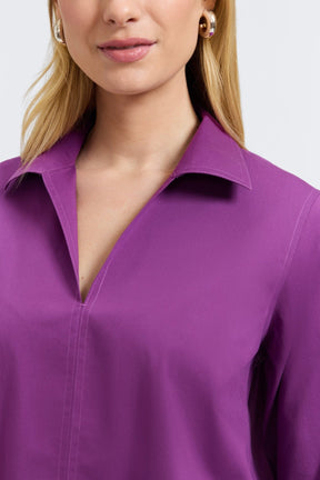 Agnes No Iron Stretch Long Sleeve Popover Shirt