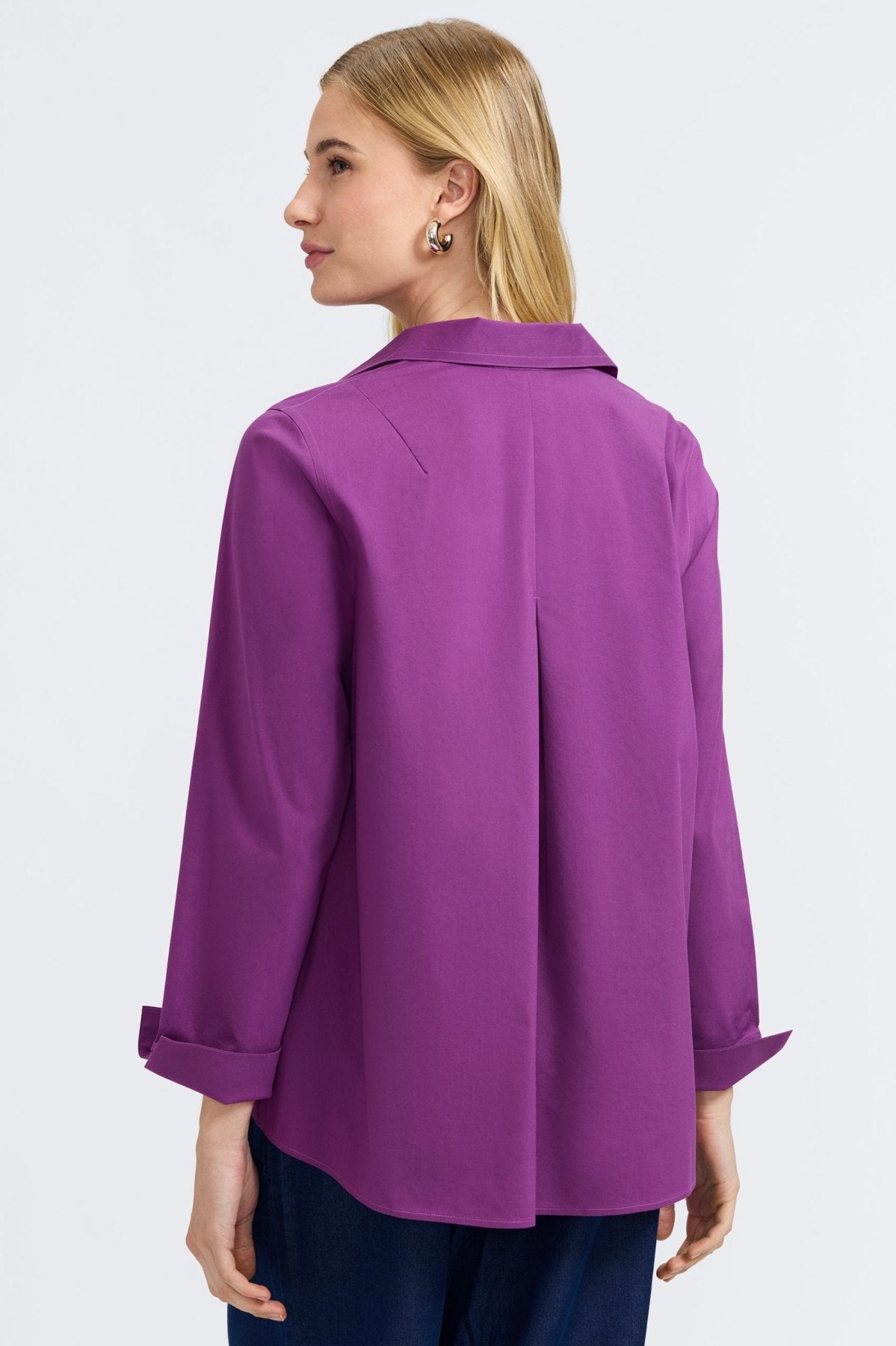 Agnes No Iron Stretch Long Sleeve Popover Shirt