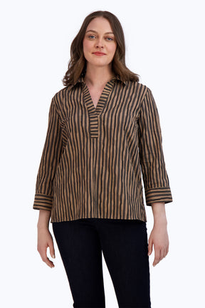 Sophia Crinkle Stripe Combo Shirt