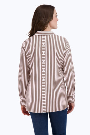 Pamela Stretch No Iron Stripe Long Sleeve Shirt