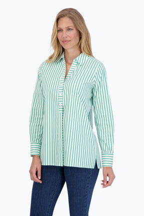 Pamela No Iron Stretch Stripe Long Sleeve Shirt