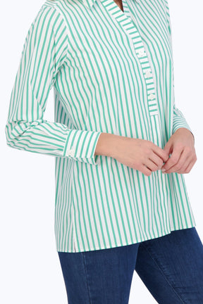 Pamela No Iron Stretch Stripe Long Sleeve Shirt
