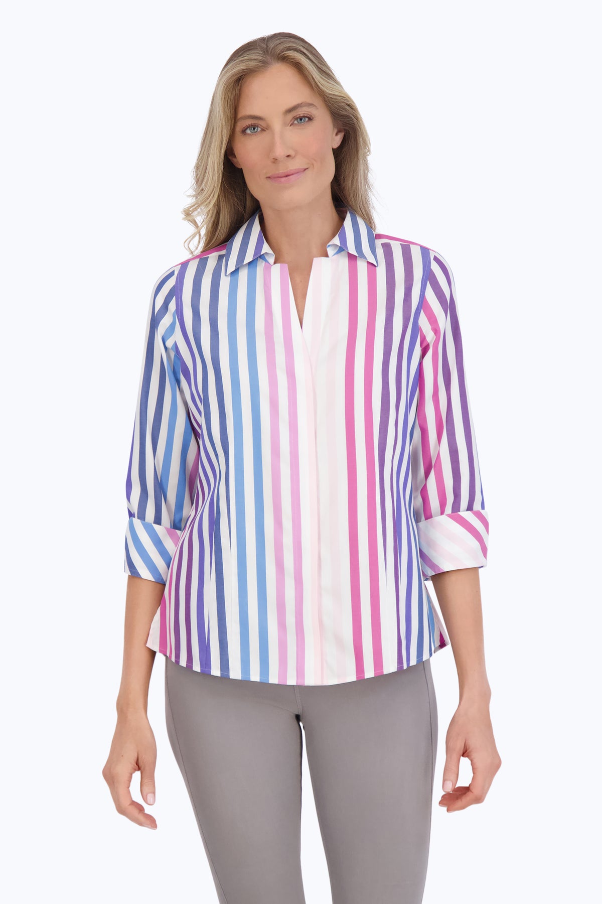 Taylor Pinpoint No Iron Ombre Stripe Shirt
