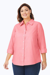 Gwen Plus Pinpoint Non-Iron Scallop Shirt #color_pink peach