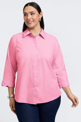 Gwen Plus No Iron Pinpoint 3/4 Sleeve Shirt