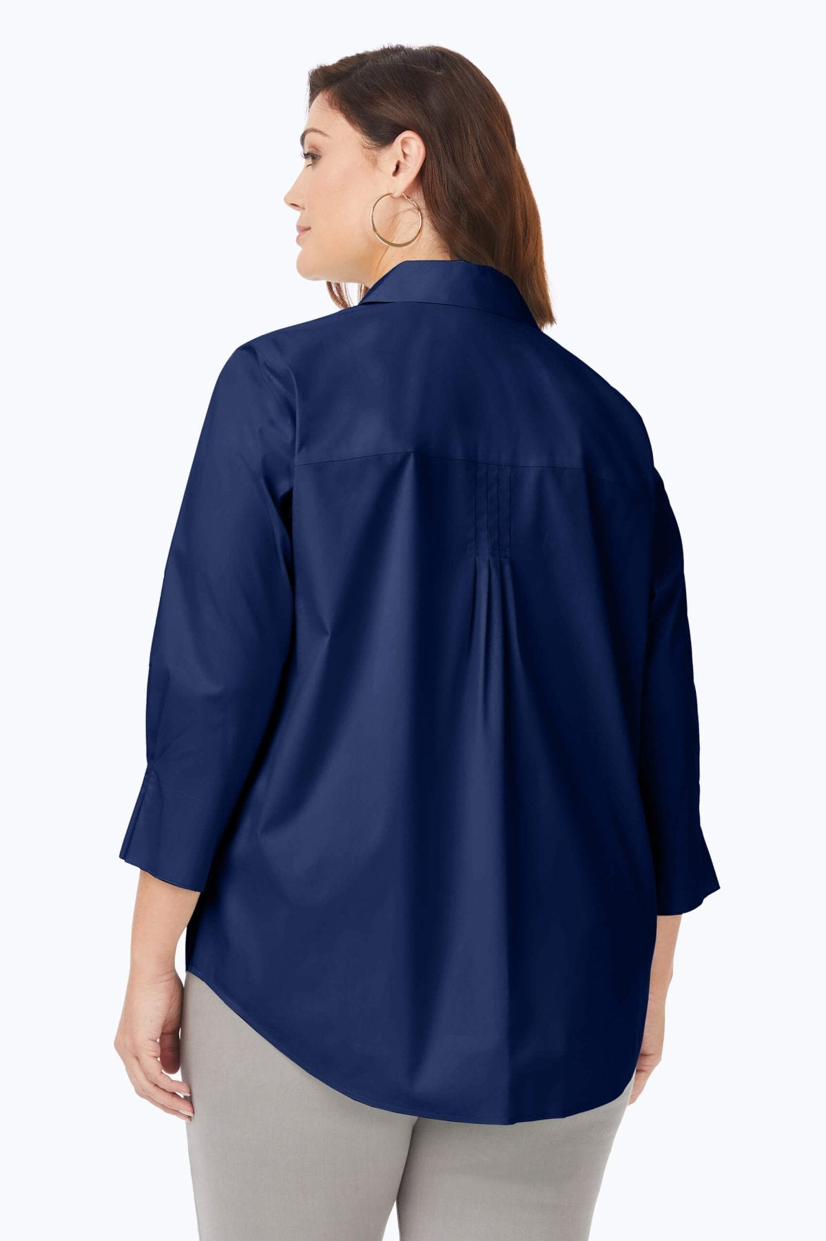 Paulie Plus No Iron Stretch 3/4 Sleeve Shirt, Navy