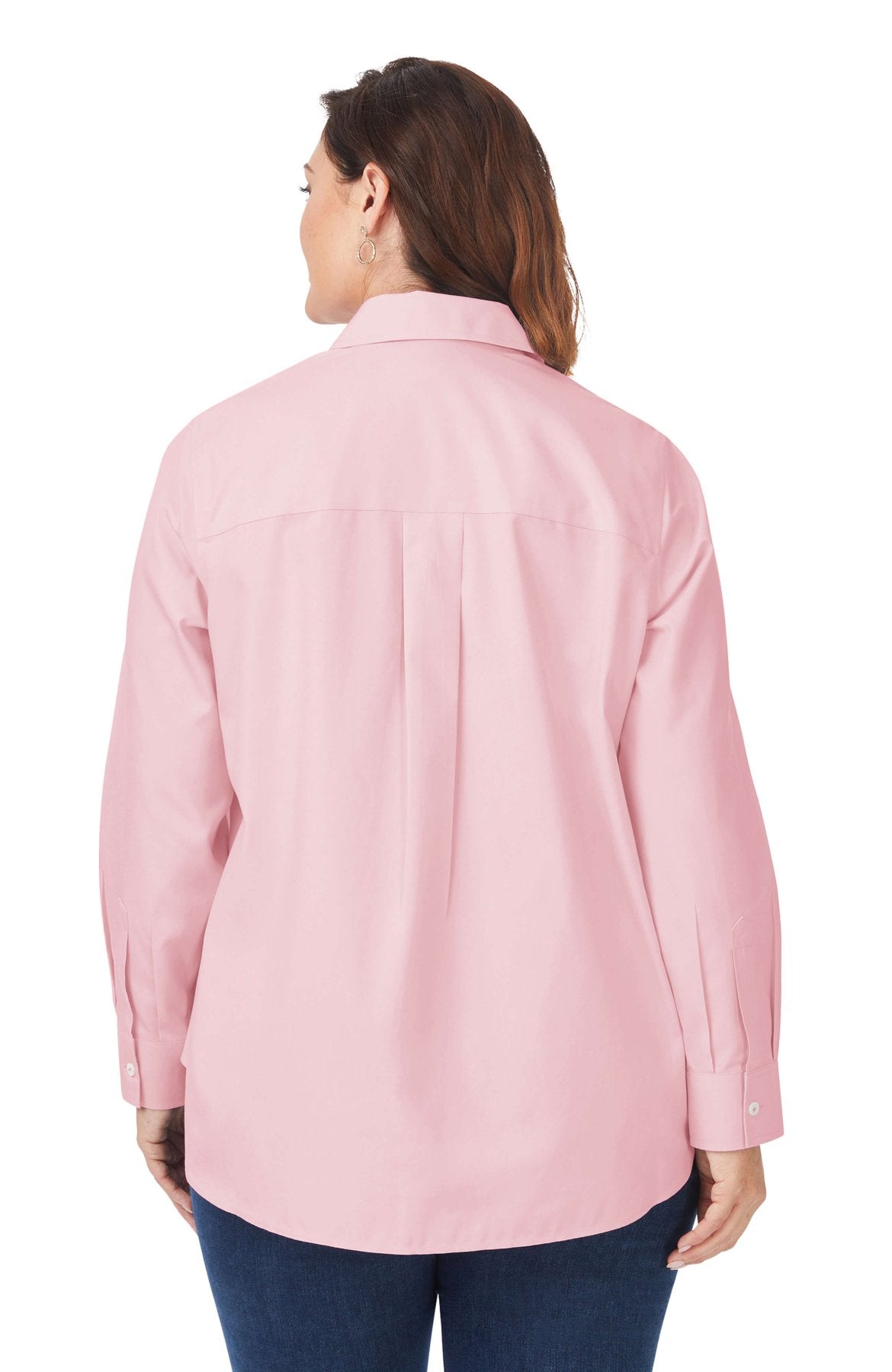Boyfriend Plus Pinpoint Non-Iron Tunic #color_chambray pink