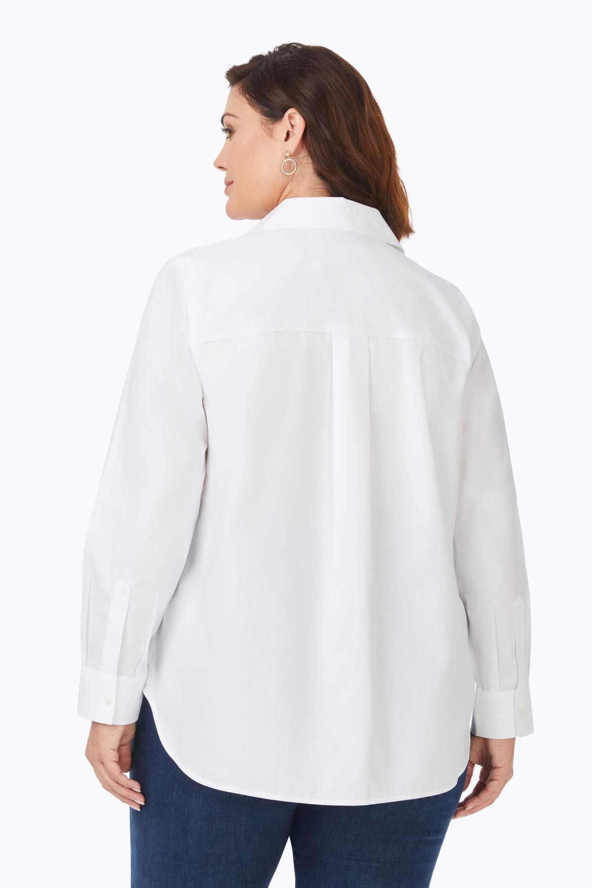 Boyfriend Plus Pinpoint Non-Iron Tunic #color_white