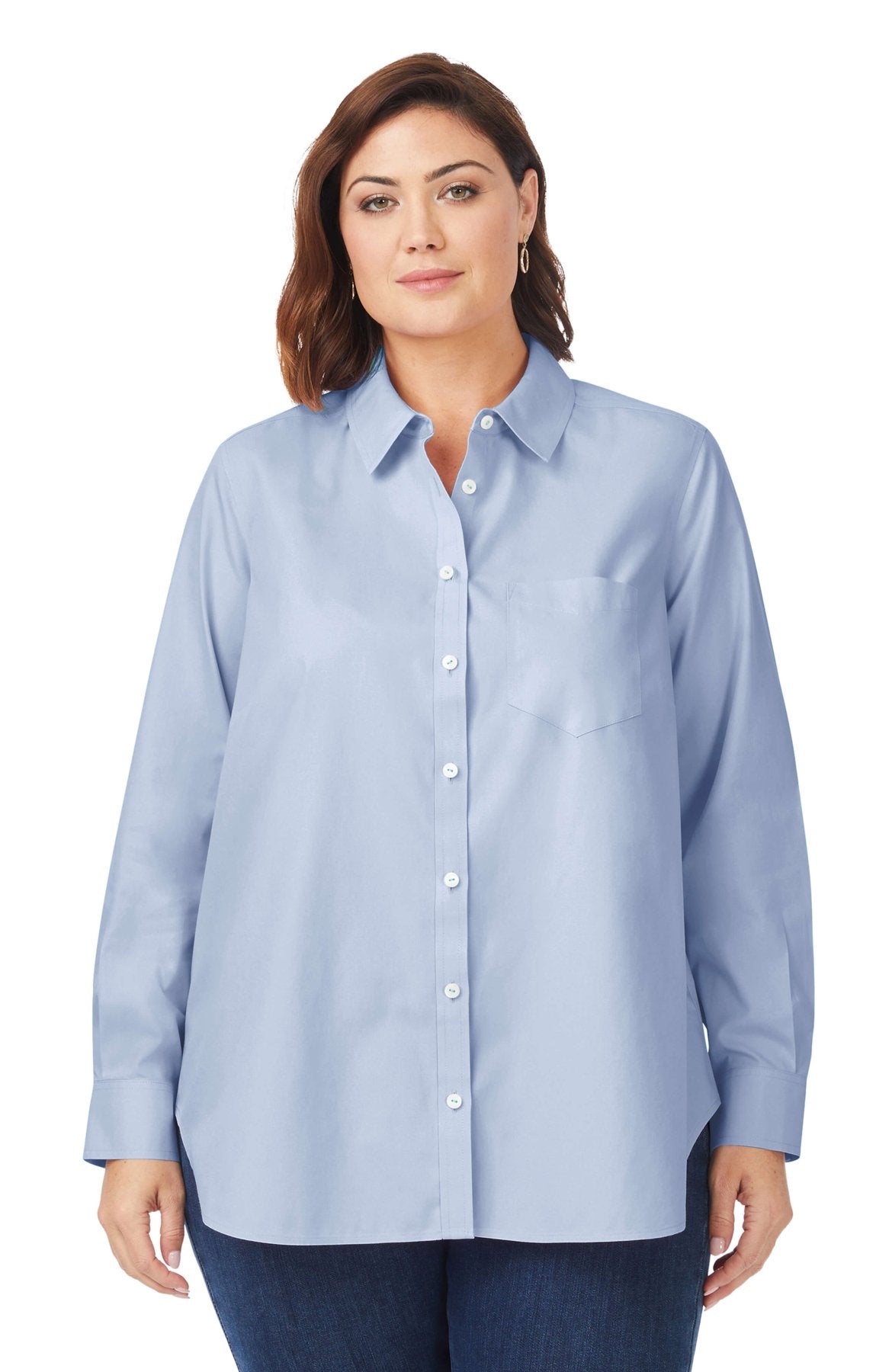Boyfriend Plus Pinpoint Non-Iron Tunic #color_blue wave