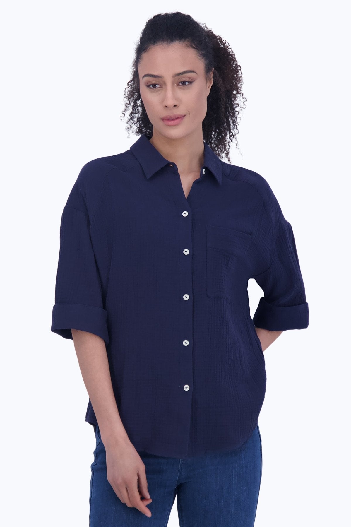 Joanna Cotton Gauze 3/4 Sleeve Tunic