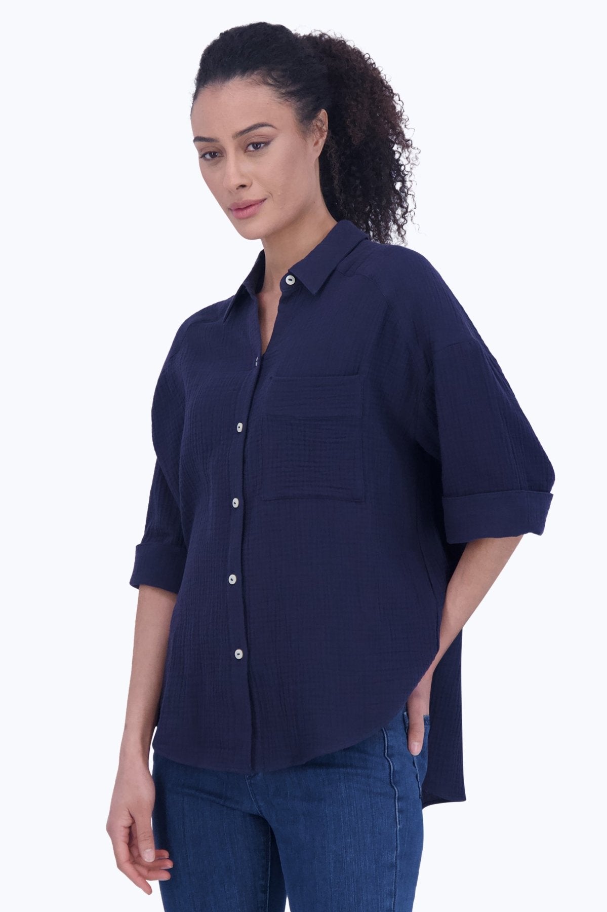 Joanna Cotton Gauze 3/4 Sleeve Tunic
