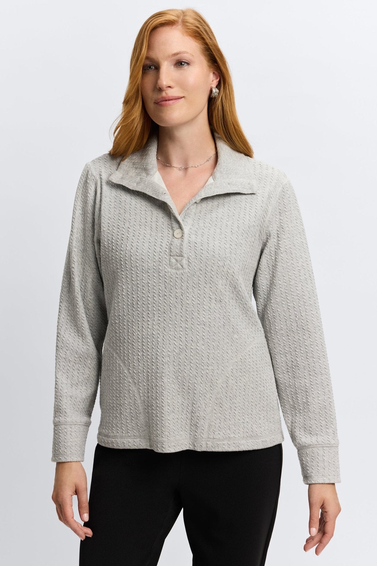 Sammy Cable Knit Long Sleeve Popover Sweater