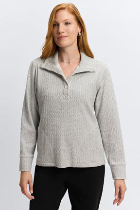 Sammy Cable Knit Long Sleeve Popover Sweater
