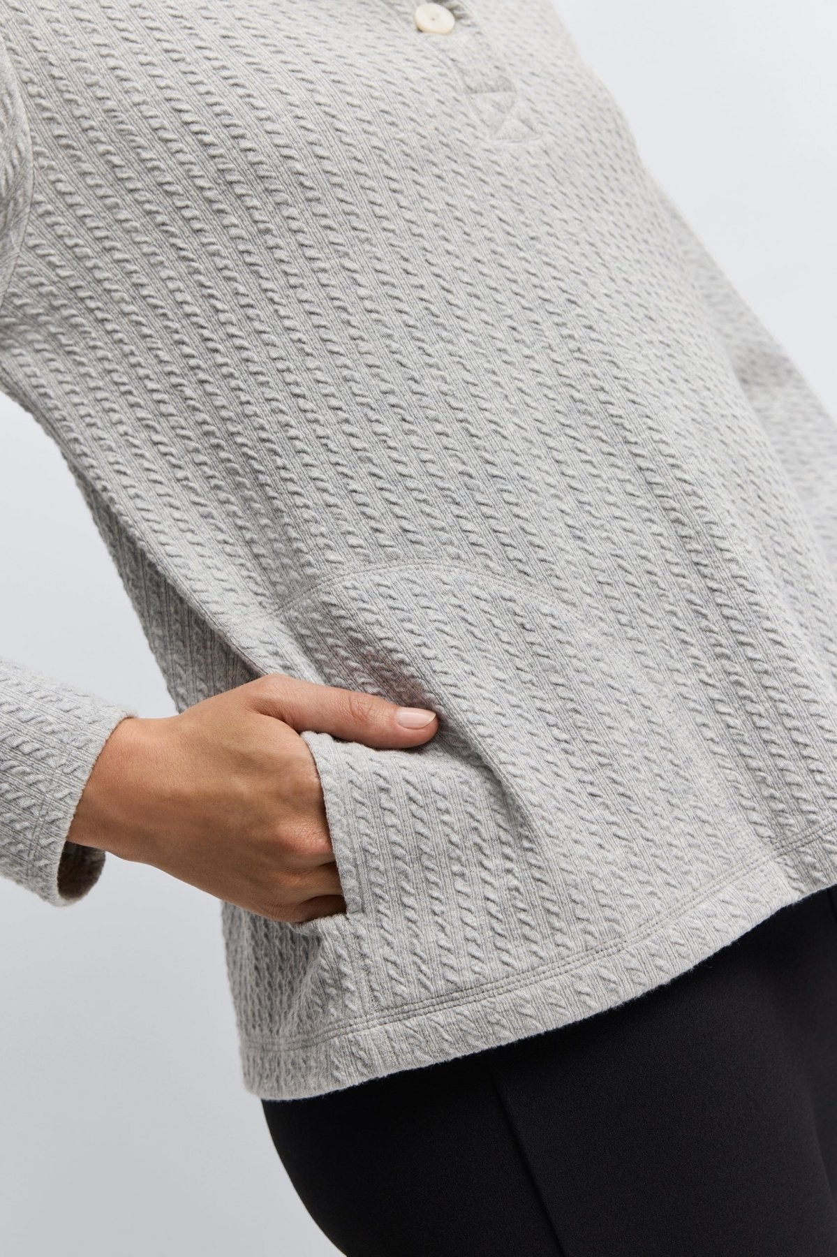 Sammy Cable Knit Long Sleeve Popover Sweater