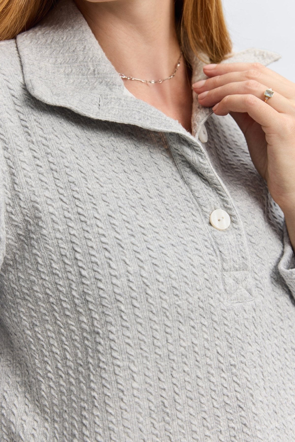 Sammy Cable Knit Long Sleeve Popover Sweater