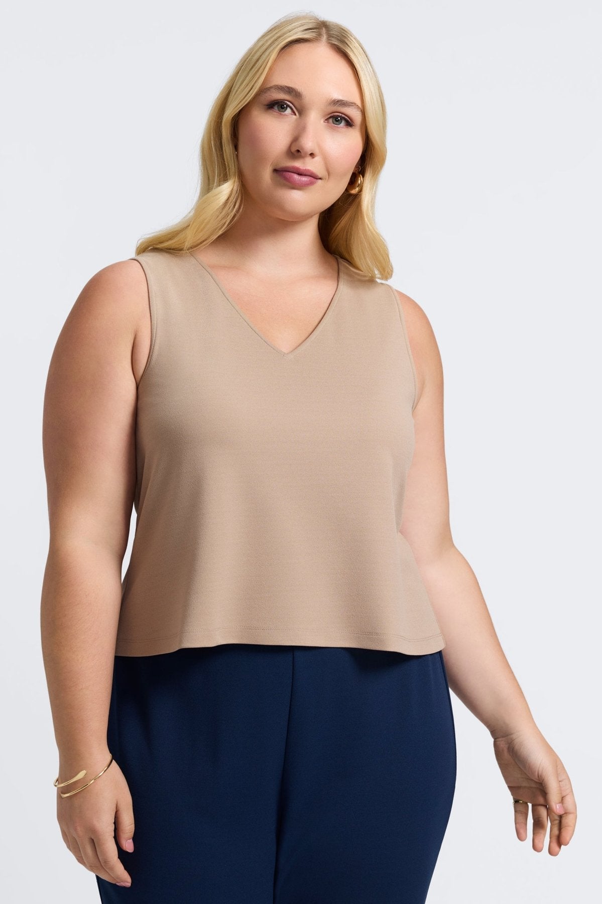 Callie Plus Knit Crepe Reversible Sleeveless Tank