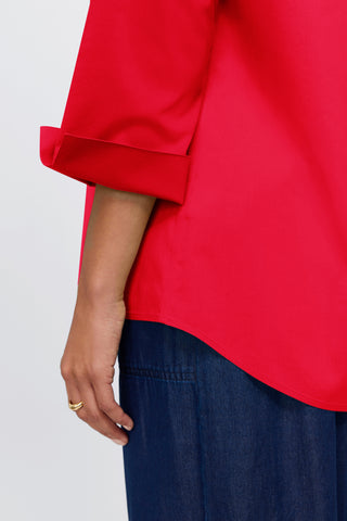 Close up of the folded 3/4 sleeves of the Therese No Iron Stretch Popover Shirt
