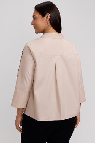 Lainey Plus No Iron Pinpoint 3/4 Button Sleeve Shirt