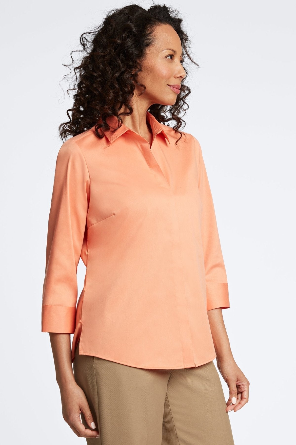 Luna No Iron Stretch Matte Sateen 3/4 Sleeve Shirt