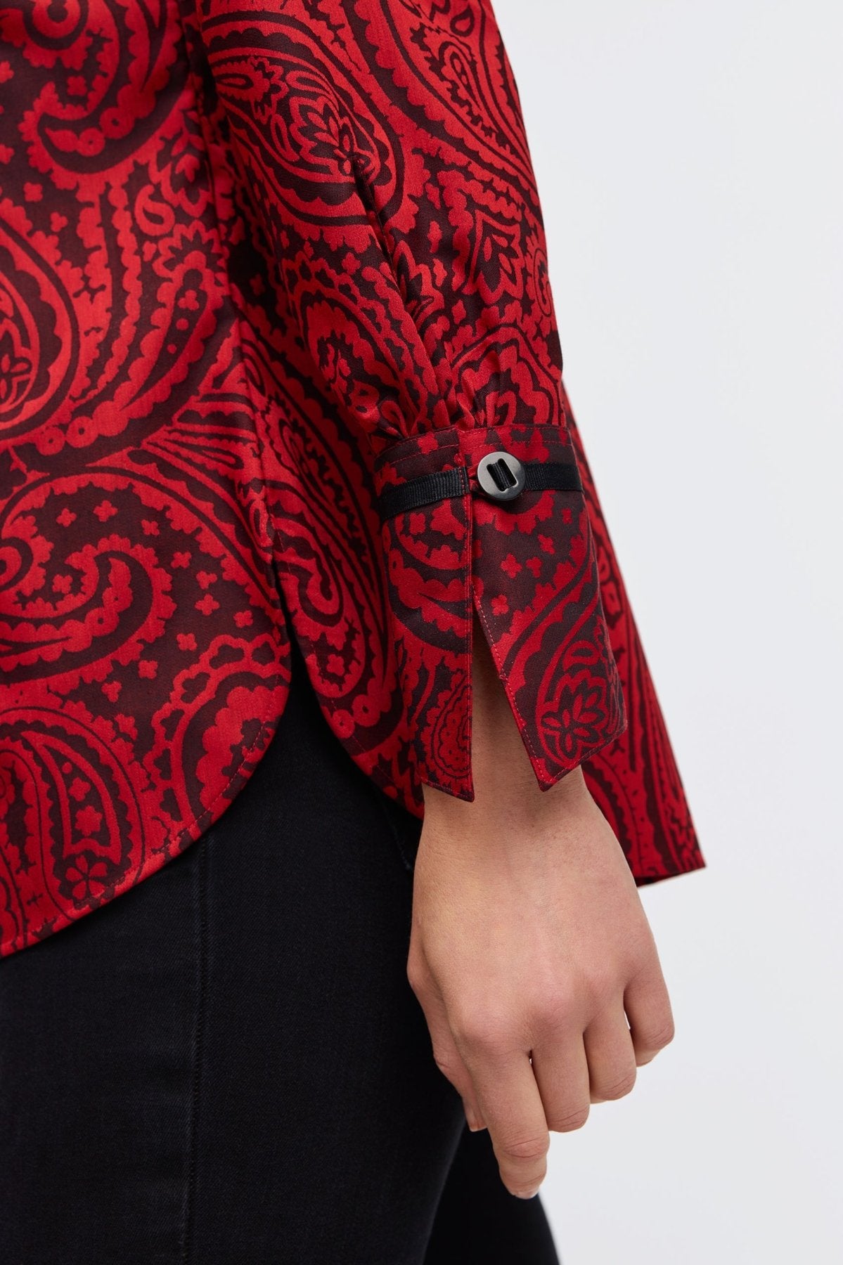Iris Red Paisley Jacquard Long Sleeve Tunic