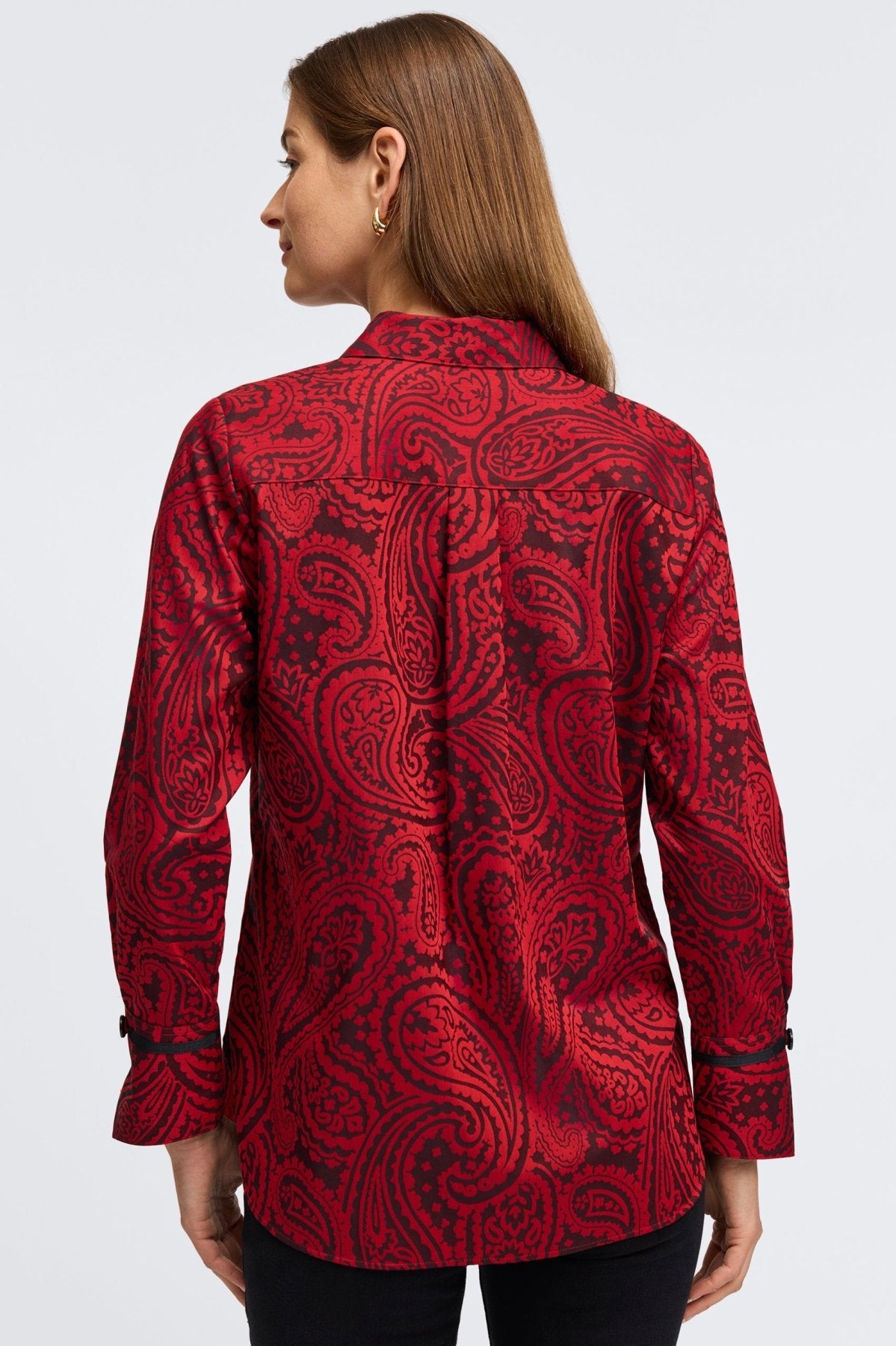 Iris Red Paisley Jacquard Long Sleeve Tunic