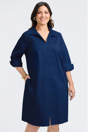 Agnes Plus No Iron Stretch Matte Sateen 3/4 Sleeve Dress