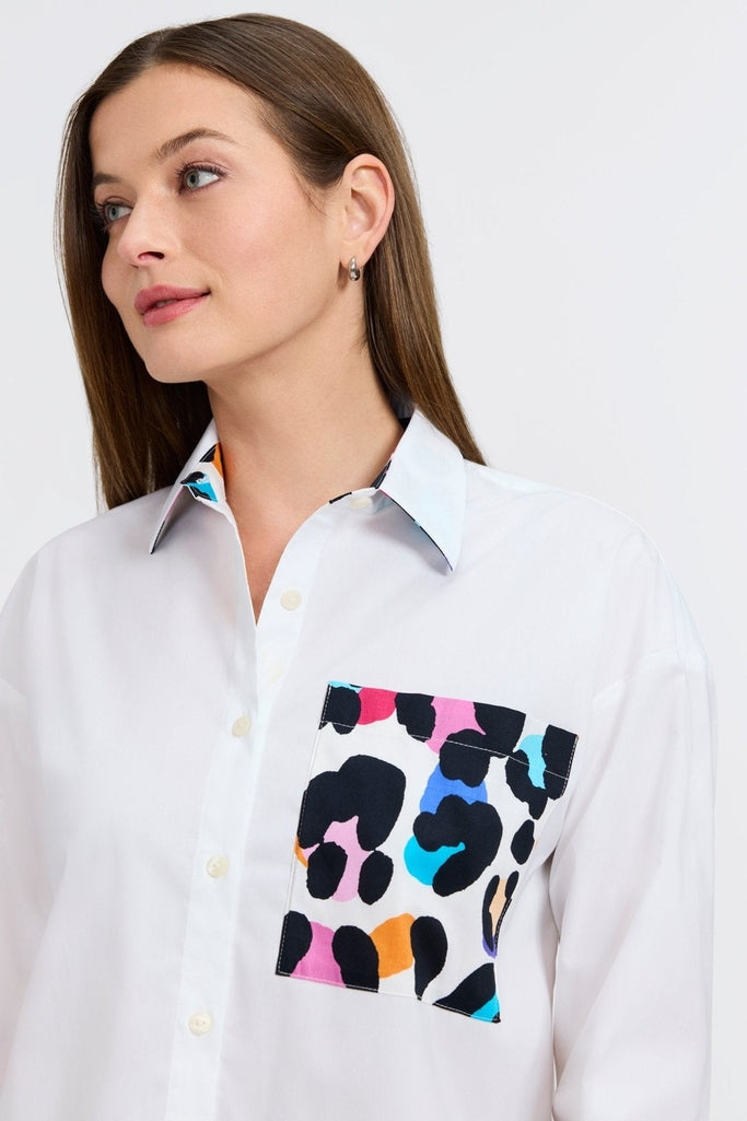 Marina Multicolor Leopard Long Sleeve Short Shirt