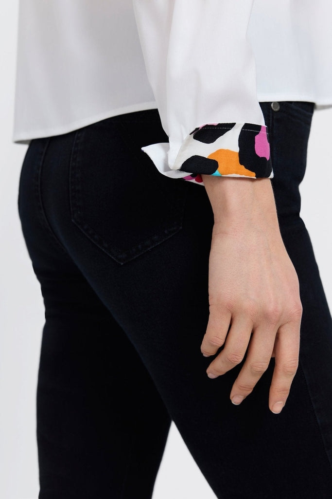 Marina Multicolor Leopard Long Sleeve Short Shirt