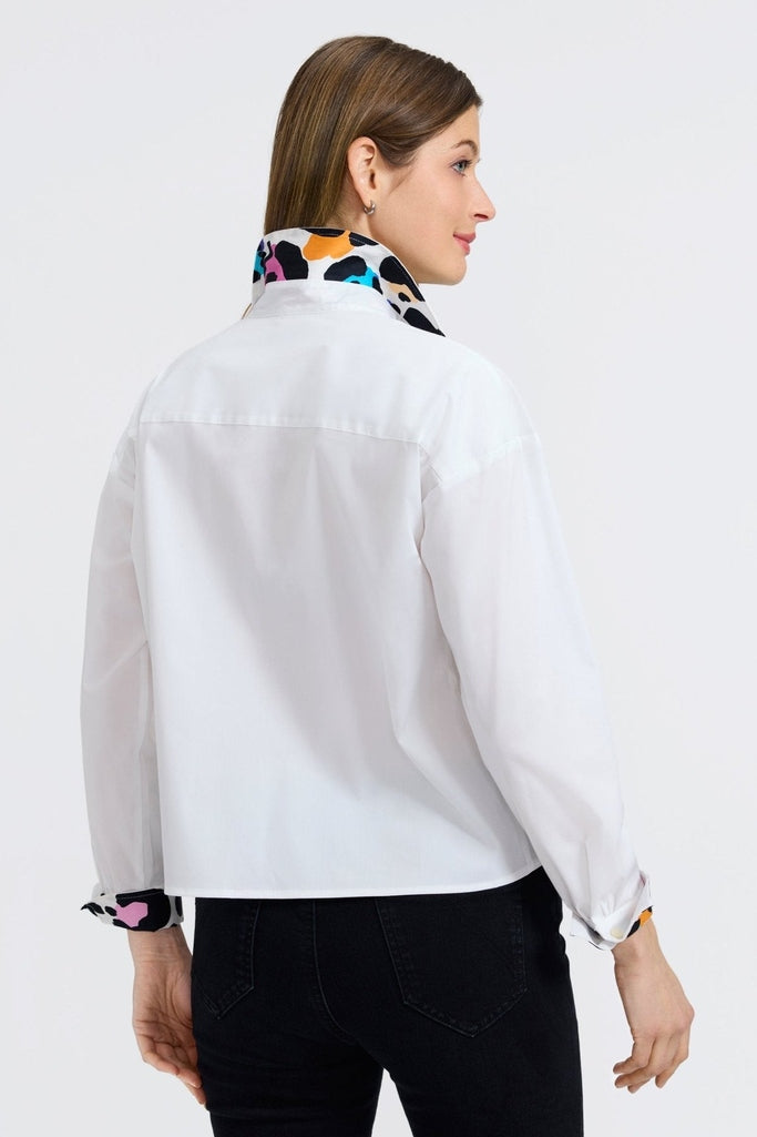 Marina Multicolor Leopard Long Sleeve Short Shirt