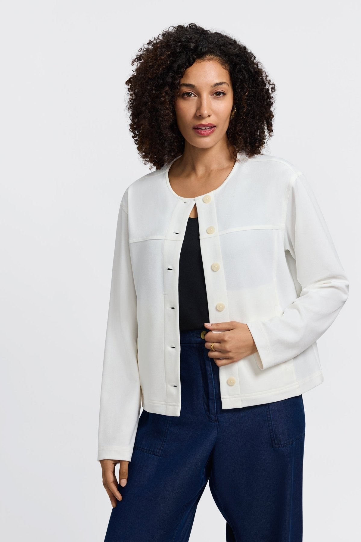 Valerie Knit Crepe Long Sleeve Jacket