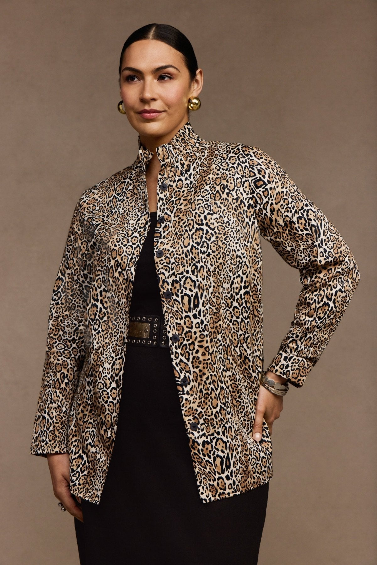 Carolina Plus Playful Animal Long Sleeve Shirt Jacket