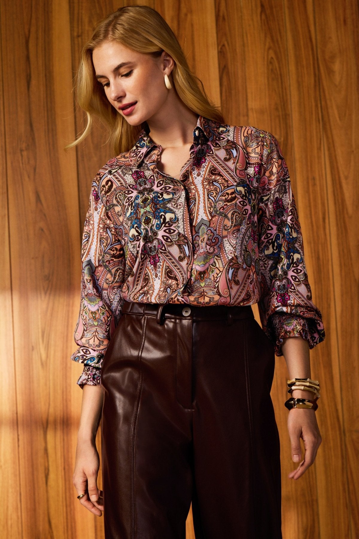 Olivia Scarf Paisley Long Sleeve Shirt- Foxcroft