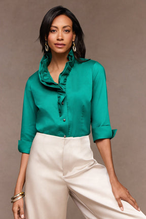Edith Stretch Matte Sateen 3/4 Sleeve Shirt
