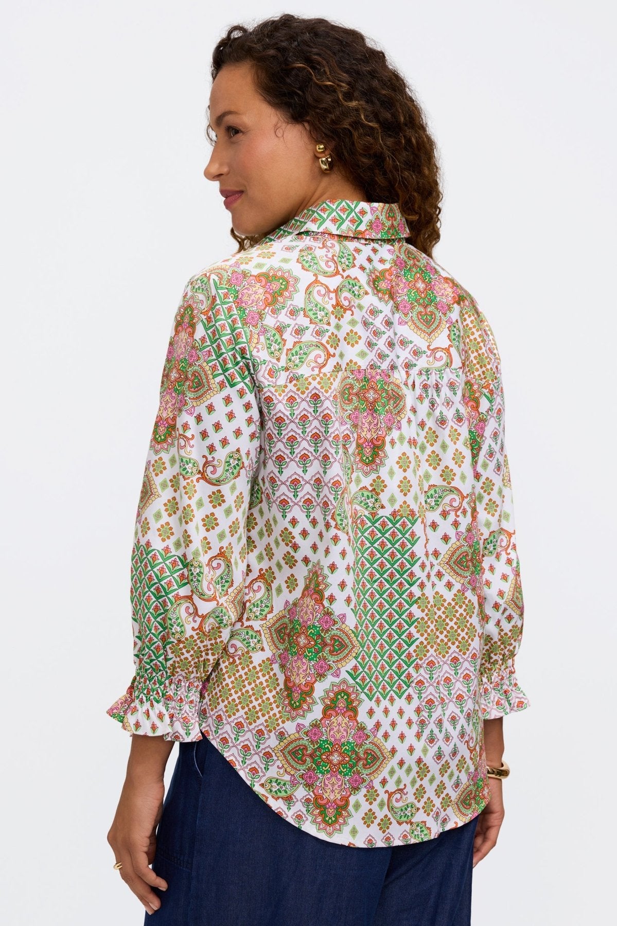 Olivia Patchwork Medallion 3/4 Sleeve Shirt
