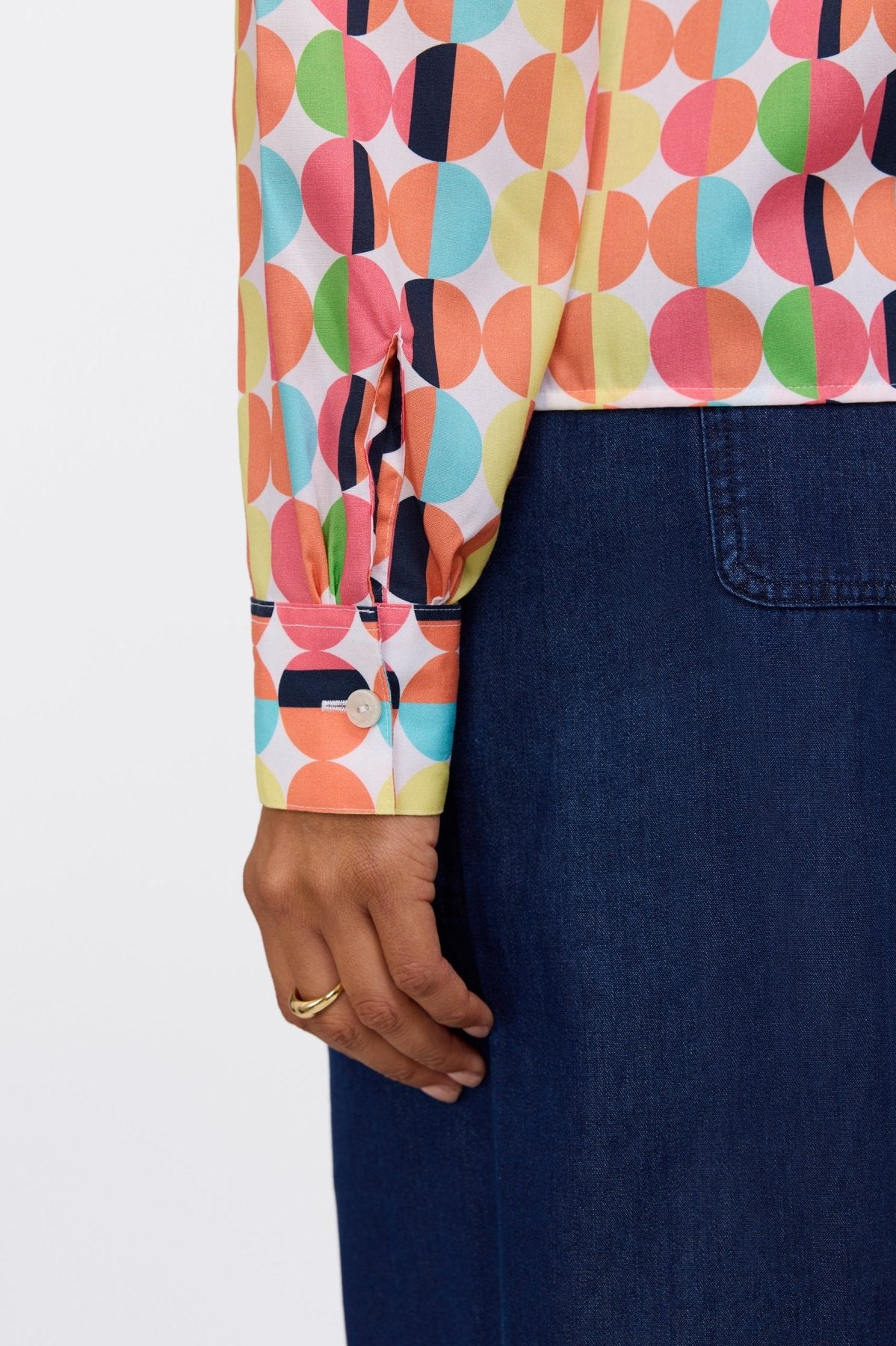 Jodie Retro Dot Long Sleeve Short Shirt