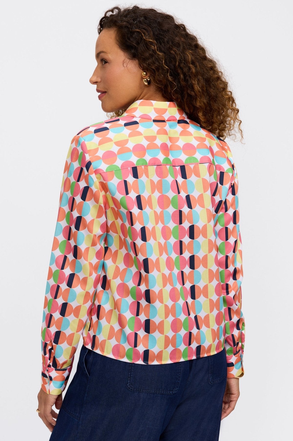 Jodie Retro Dot Long Sleeve Short Shirt