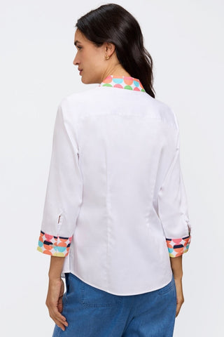 Back view of the Luna Retro Dot 3/4 Sleeve Shirt showing off its back darts 