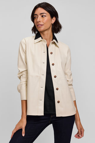 Ronnie Vegan Leather Long Sleeve Shirt Jacket