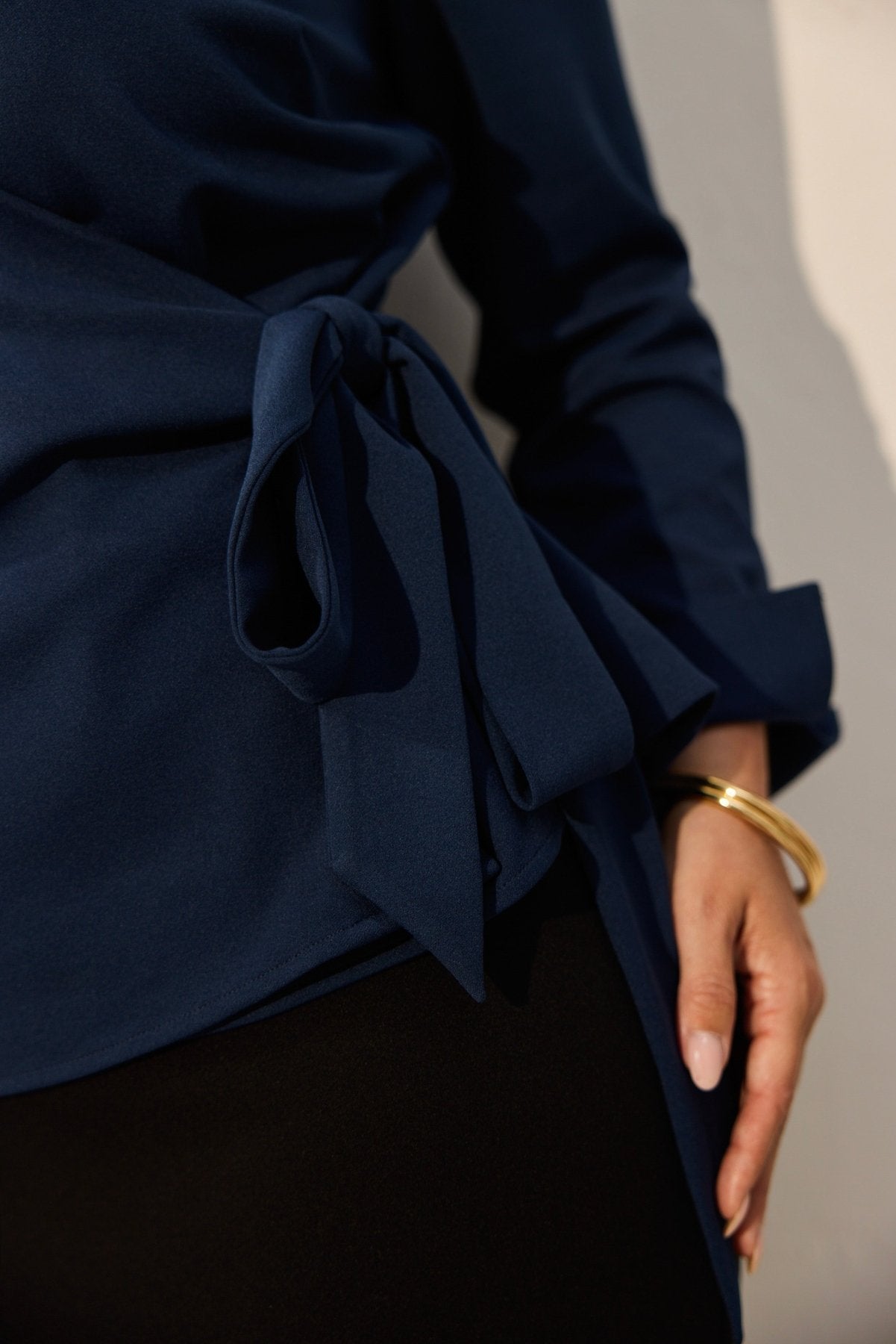 Rosie Plus Knit Crepe Wrap Long Sleeve Shirt