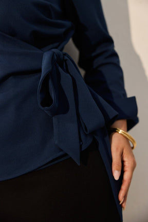 Rosie Plus Knit Crepe Wrap Long Sleeve Shirt