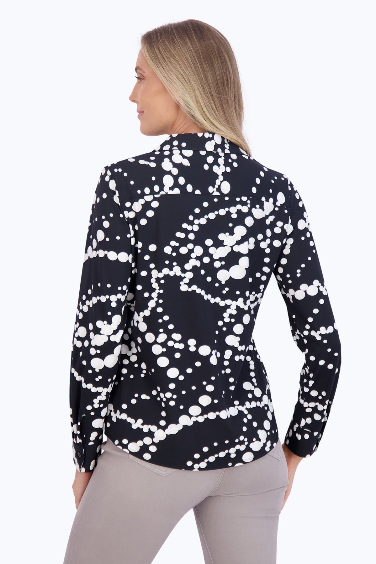 Mary Draped Pearls Jersey Long Sleeve Shirt