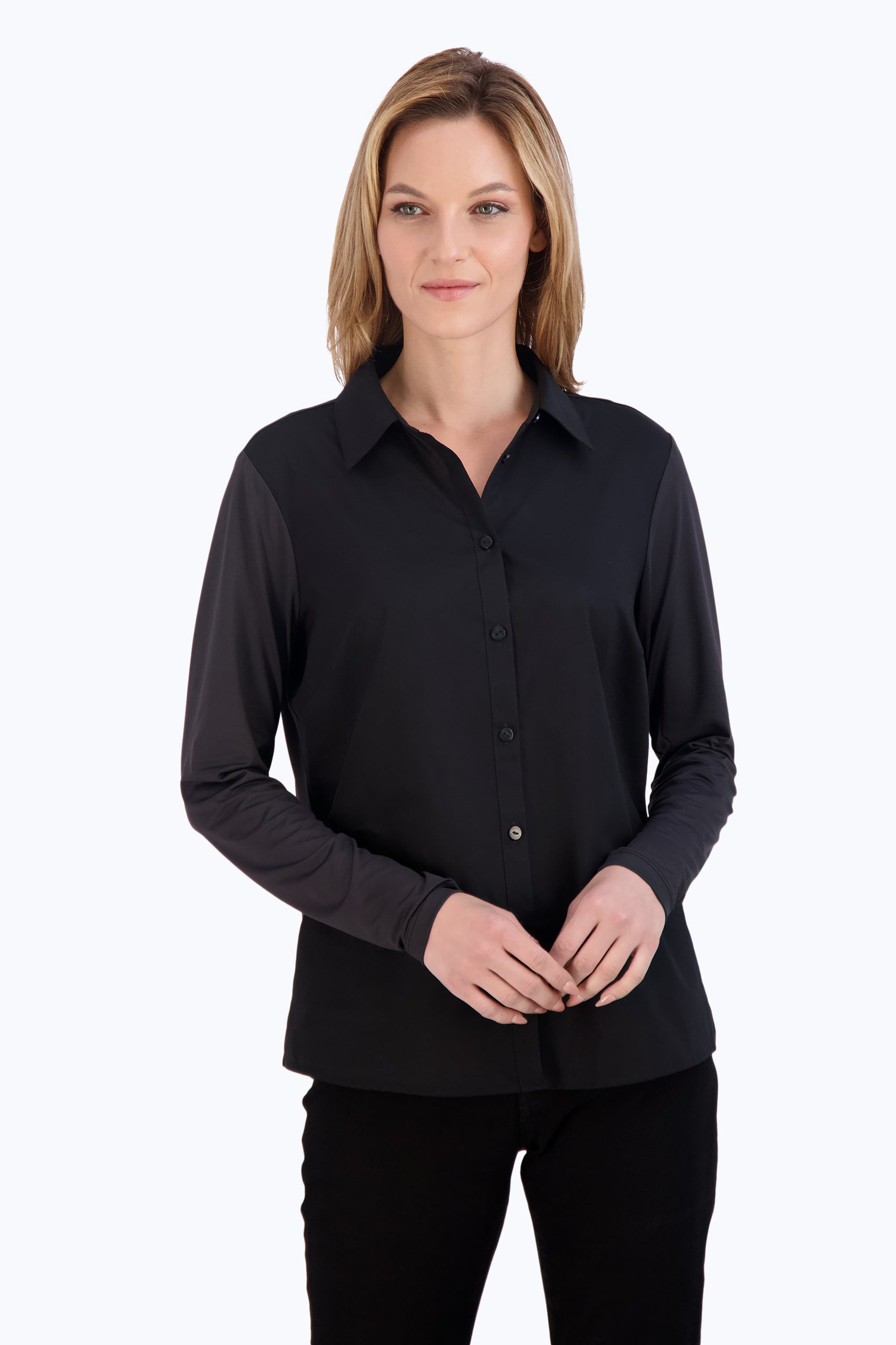 Knit-Woven Long Sleeve Layering Shirt