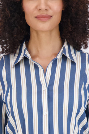 Fiona Stretch Indigo Stripe 3/4 Sleeve Dress